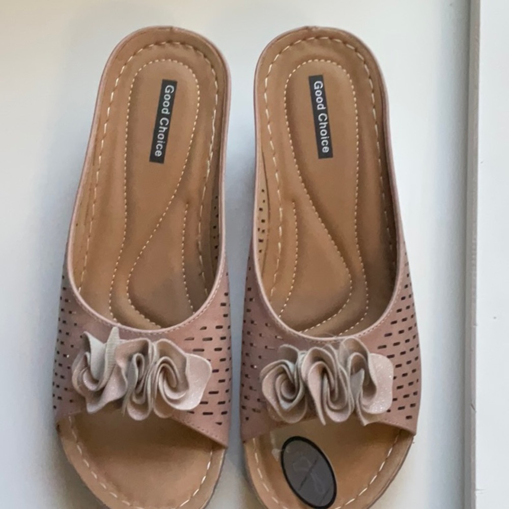 Good Chic Tan Mules with Bow Detail